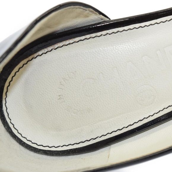 Chanel Open Toe Patent Leather Heel Pumps Ladies Black 38 Black - Picture 6 of 7